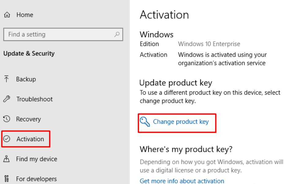 product key in windows 10