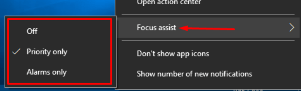 focus assist windows 10