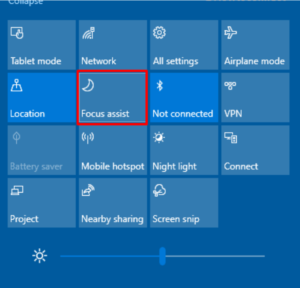 action centre windows 10