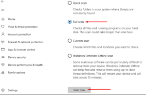 full scan windows 10