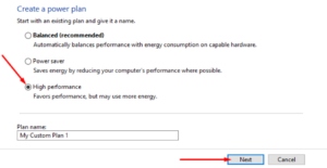 high performance power plan windows 10