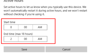 set active hours windows 10