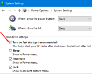 Turn on fast startup windows 10 