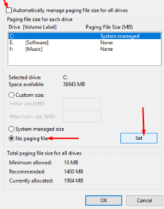 virtual memory windows 10