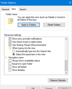 clear navigation pane in File explorer windows 10