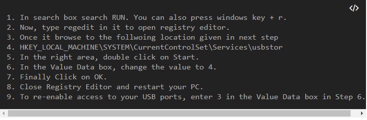 How to Disable access to USB ports to restrict data leak