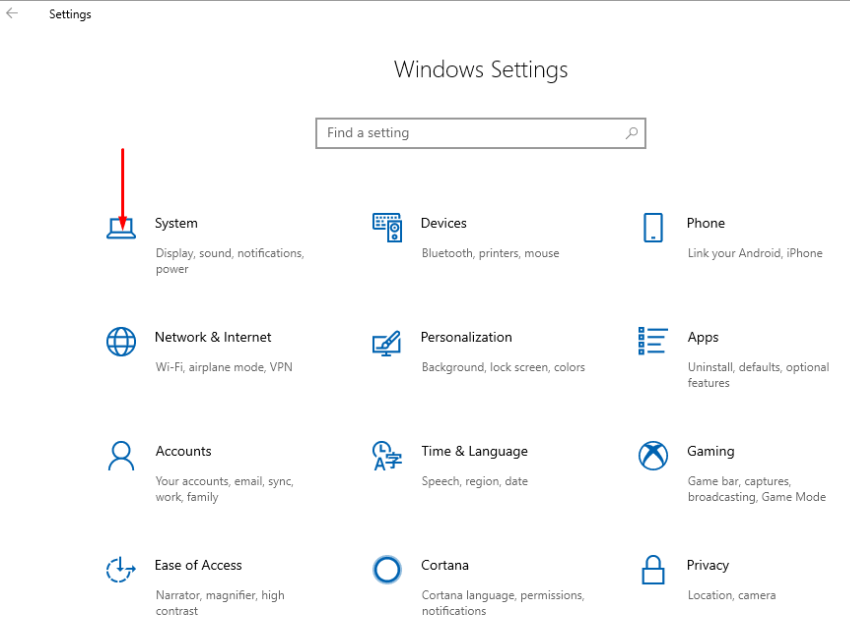 setting in windows 10