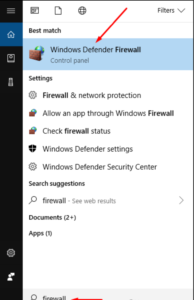 Firewall in windows 10