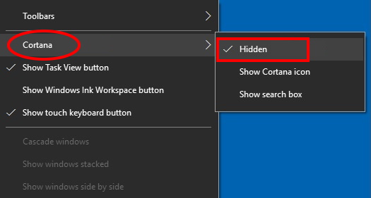 cortana settings