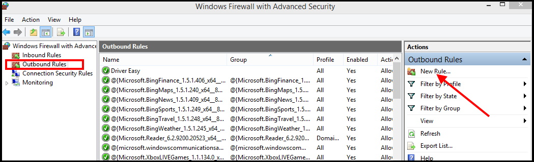 Firewall in windows 10