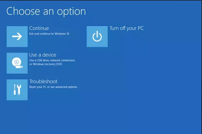 Advance option windows 10