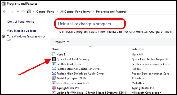 how to uninstall a program in windows 10