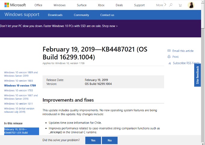 Microsoft Cumulative Updates February 2019