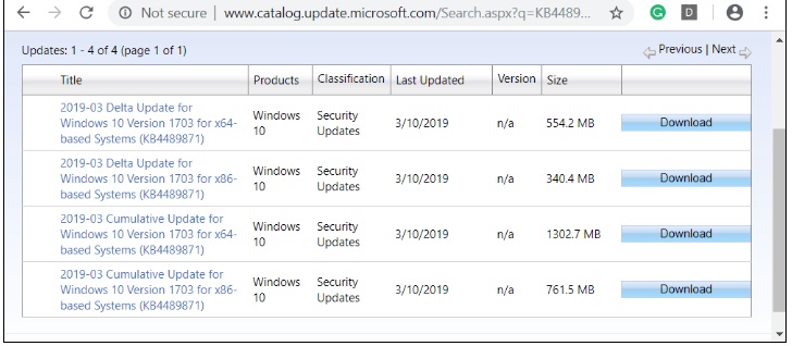 KB4489871 Windows 10 Cumulative Updates Released on 12 March 2019