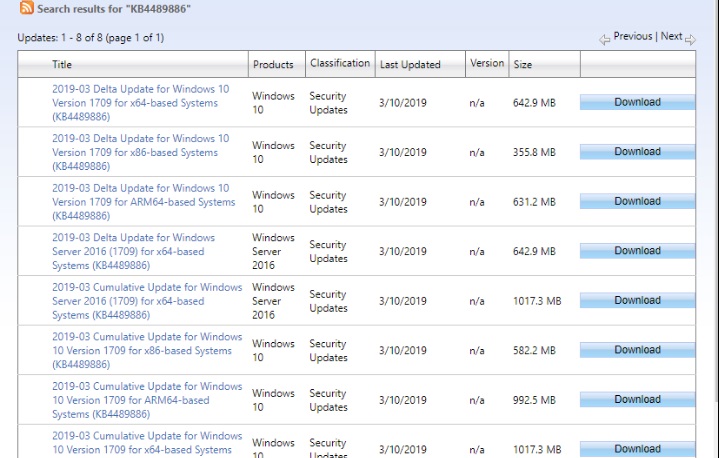 KB4489886 Windows 10 Cumulative Updates Released on 12 March 2019