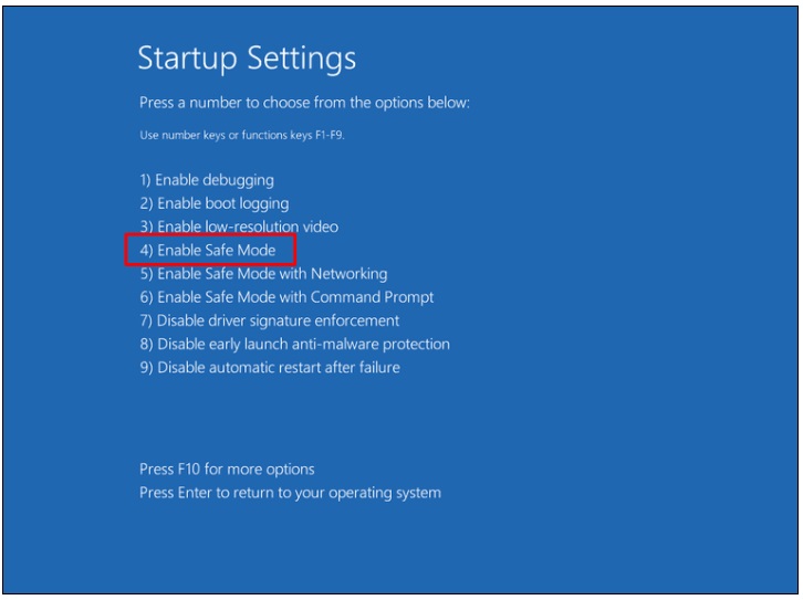 How to enable safe mode windows 10