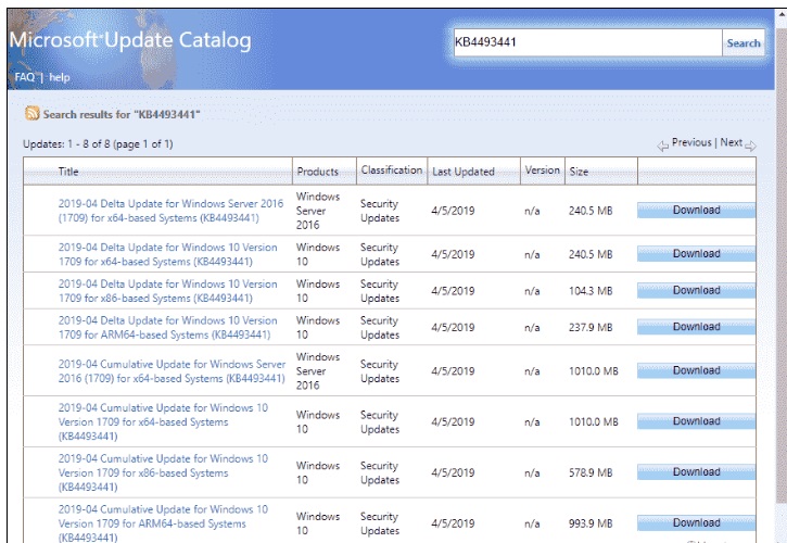 Windows 10 Cumulative Security Updates 09 April 2019