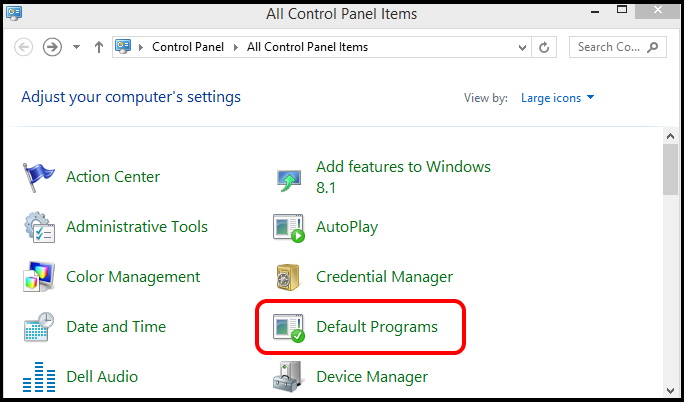 default programs windows 10