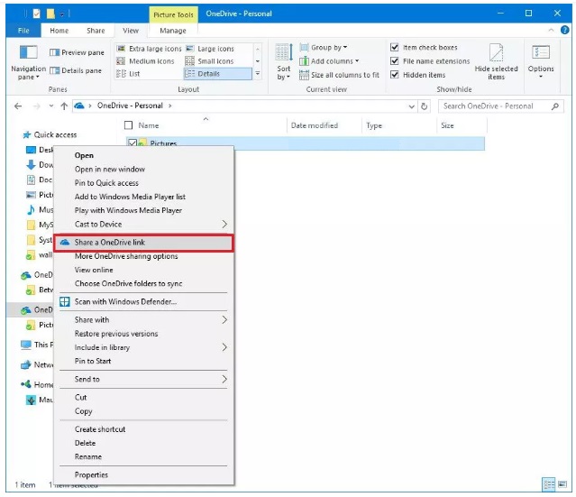 How to share files in onedrive