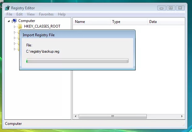cómo hacer una copia de seguridad del registro en Windows Vista Vista