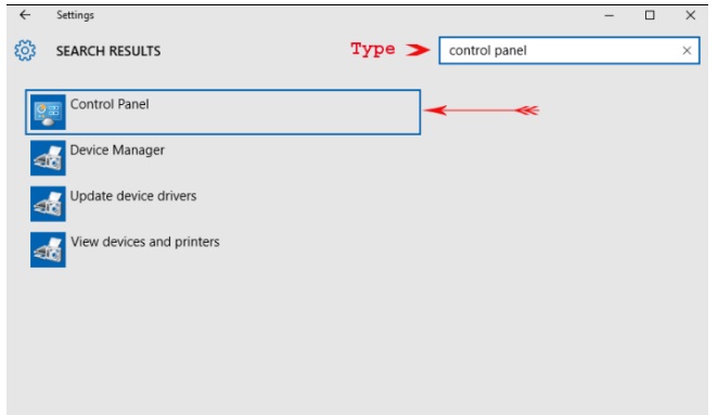 open control panel