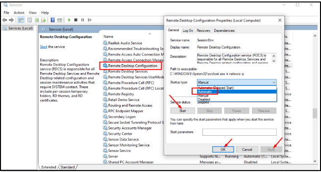 Remote desktop connection