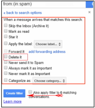 delete spam mail from gmail automatically