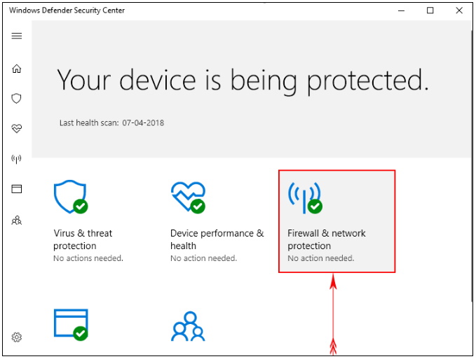 Windows defender firewall