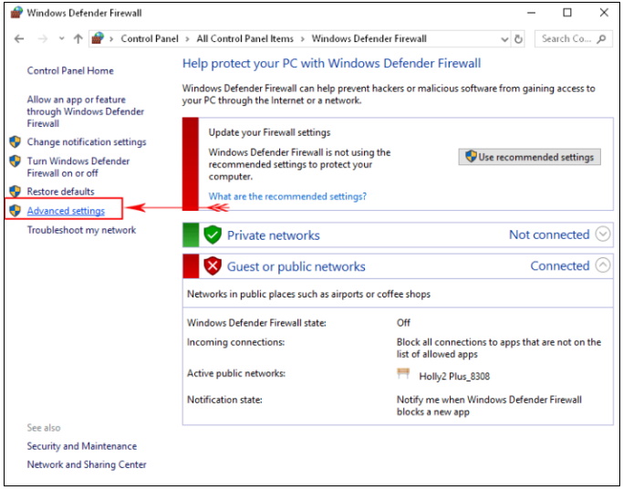 enable or disable windows defender firewall in windows 10