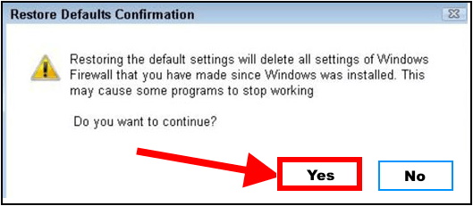 restore as default firewall setting in windows 10