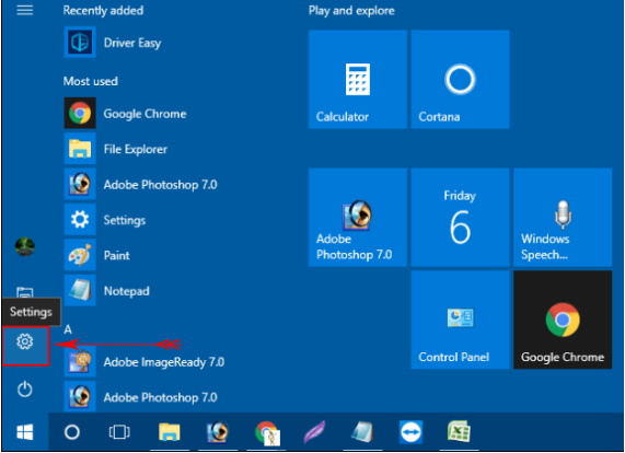 open windows setting in windows 10