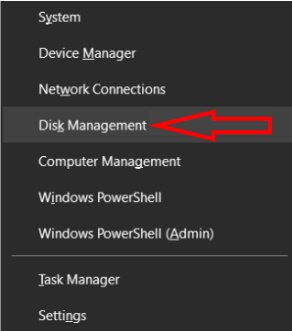 Open Disk Management in Windows 10