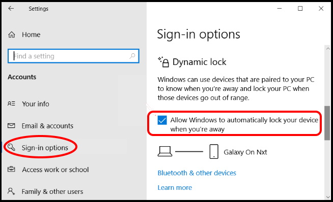Lock your Screen Automatic in Windows 10 