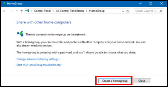 create homegroup windows 10