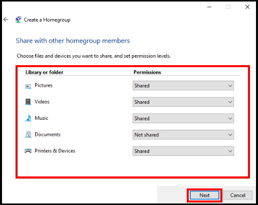 CREATE A HOMEGROUP