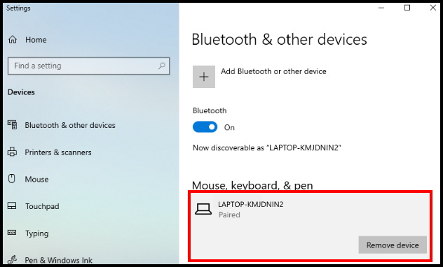 REMOVE BLUETOOTH DEVICE