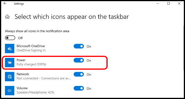 How To Fix Battery Icon Not Displaying On Taskbar In Windows 10