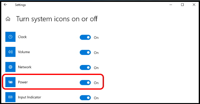 Tips : How to Fix Battery icon not displaying on Taskbar in Windows 10