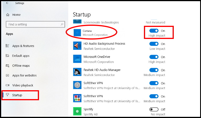 disable cortana on startup