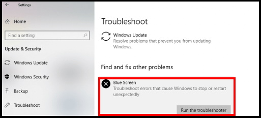 Blue screen troubleshooter