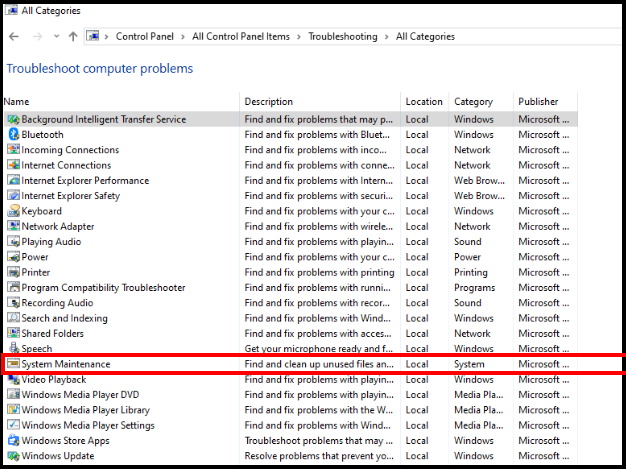 systam maintenance windows 10