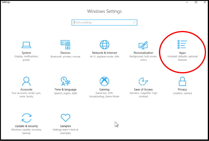 windows setting app