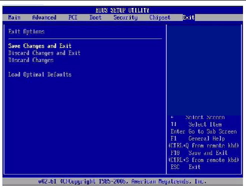 BIOS save and exit