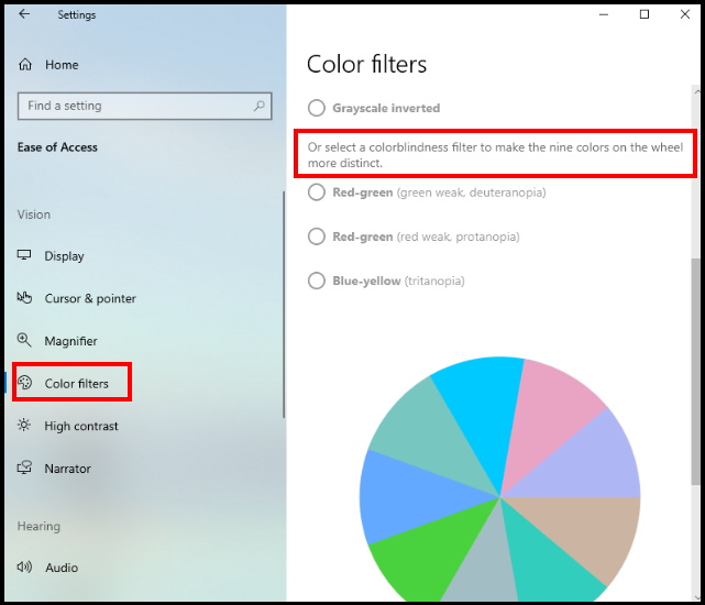 Manage color filters