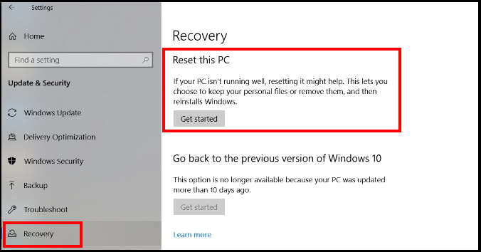 repair and restore windows 10