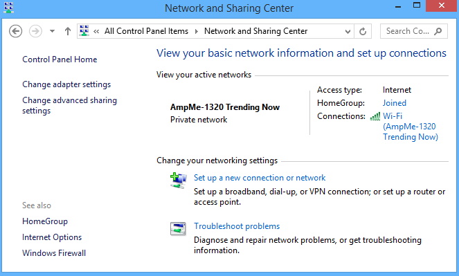 Find IP address through network and sharing center