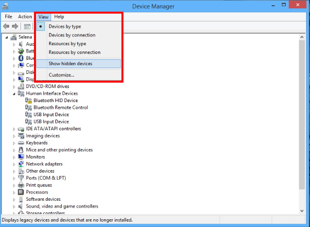 bluetooth not displaying in device manager