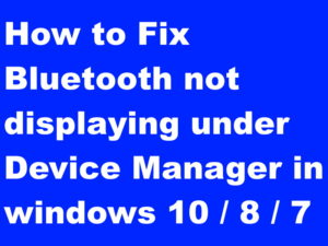 bluetooth in device manager