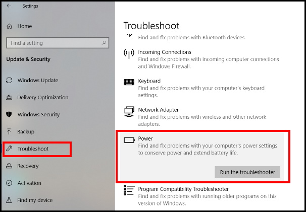 power troubleshooter