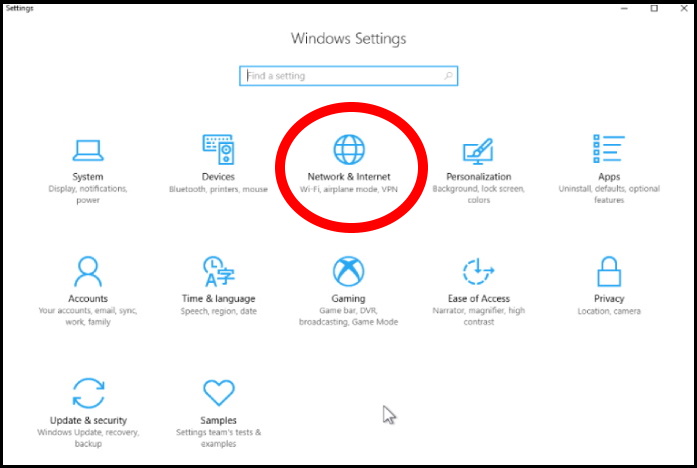 windows setting